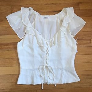 Reformation White Short Sleeve Blouse